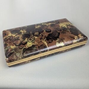 Vtg 60s Mele Earring‎ Travel Case Mod Mid Century Abstract Tortoise Jewelry Box